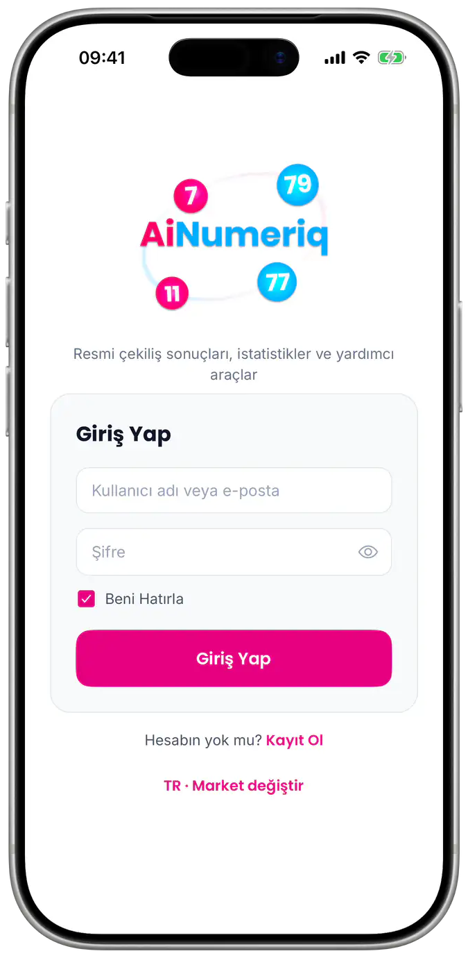 AiNumeriq Türkiye mobil uygulama ekranları